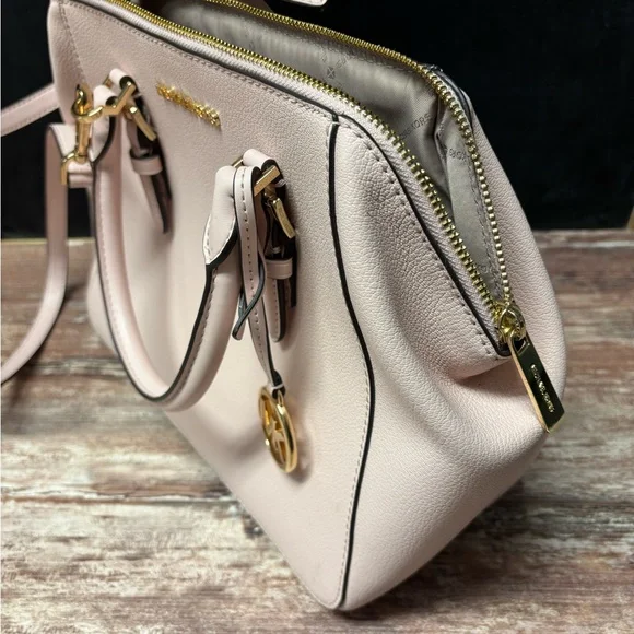 Michael Kors | EUC Charlotte Leather Large Shoulder Bag Purse Satchel, Blush - Picture 6 of 12